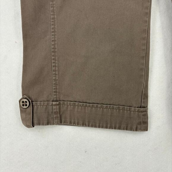 Merrell Straight Leg Capri Pants 100% Cotton Faux Cuff Light Brown Size 10 - Picture 5 of 12